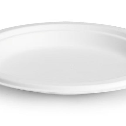 9"White Bagasse Plate (225 * 225*19.5mm）-Pack of 500