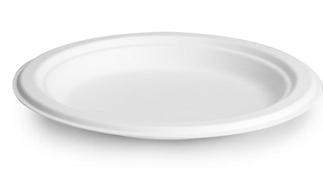9"White Bagasse Plate (225 * 225*19.5mm）-Pack of 500