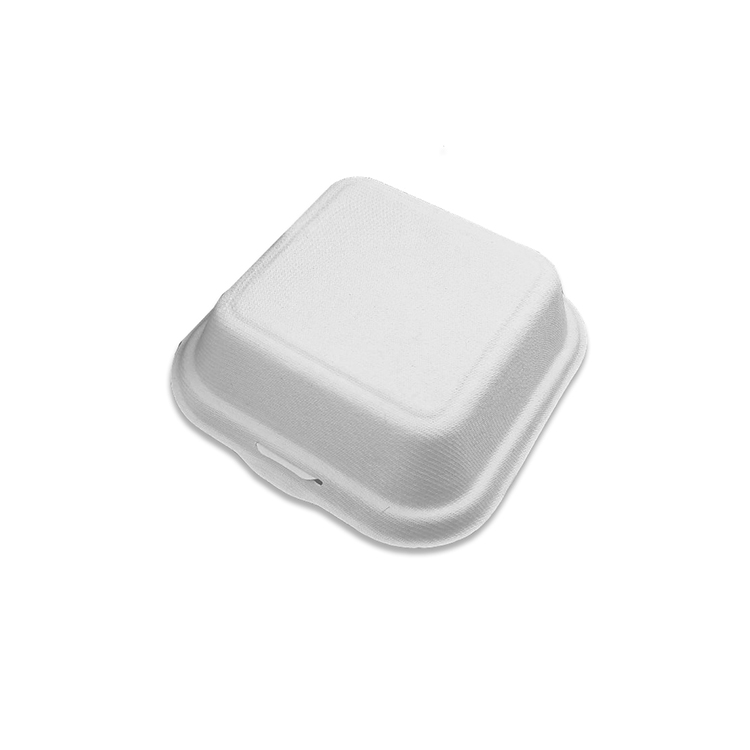 6 inch*6 inch Enviroware White Bagasse Burger Box Willow Box [152x152x75mm](a pack of 250)